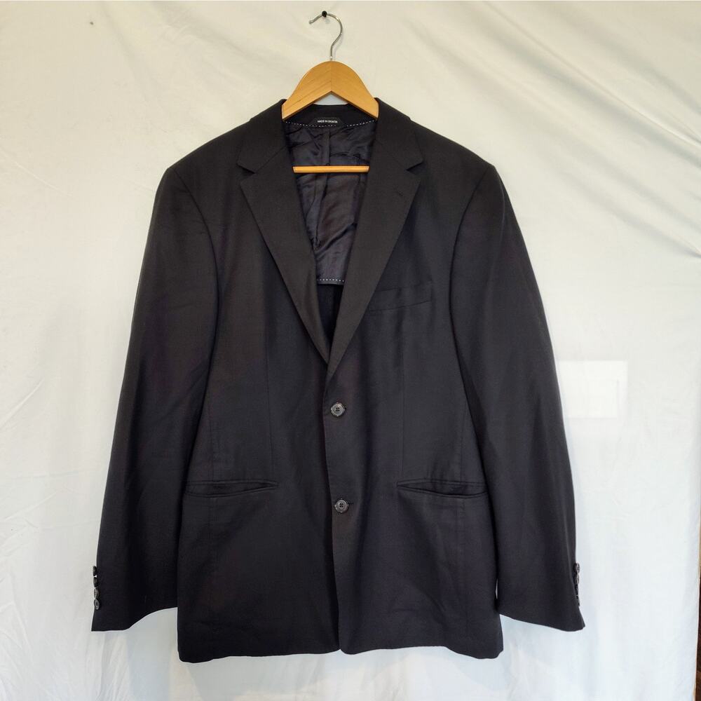 Hugo Boss Guabello Italy Super 130 Black‎ Dual Vent Blazer Sport Jacket 44R